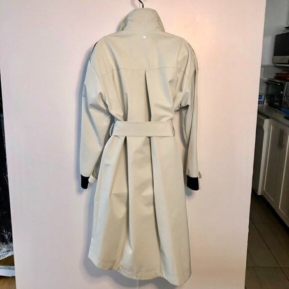 SØSKEN Classic Trench Coat Double-Breast Tie Bone/Ecru Tortoise Shell Buttons XL - Picture 11 of 16